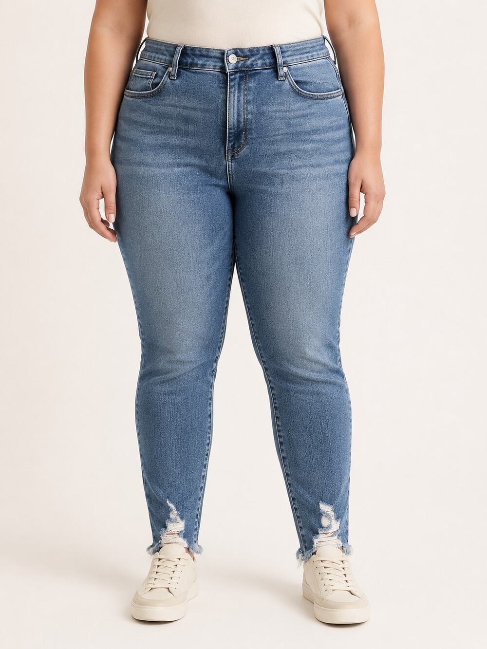 Judy Blue Tummy Control Skinny Jeans Women’s 16W High Rise Distressed Hem